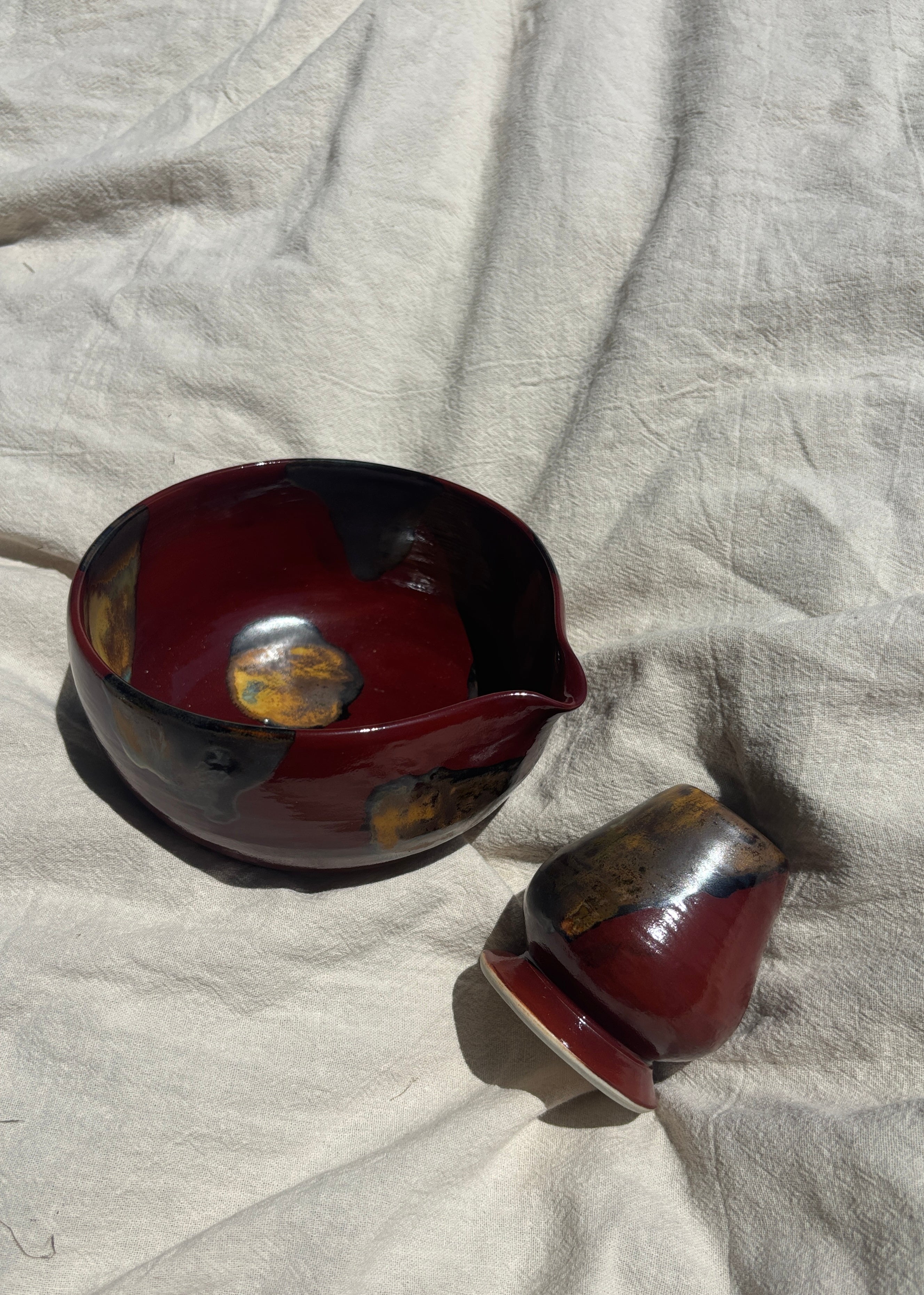 Dark Bloom Matcha Bowl Set