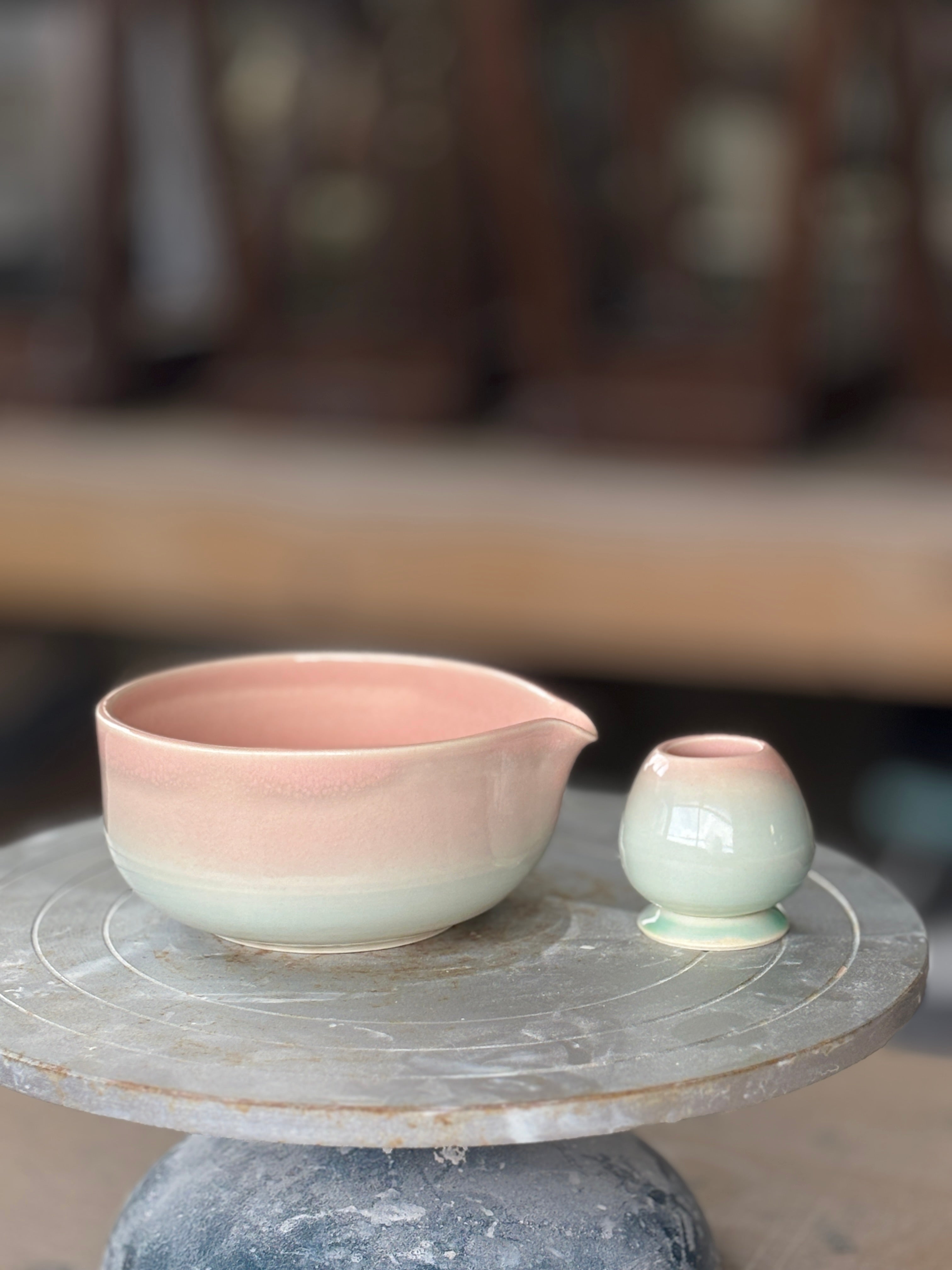 Strawberry Matcha Latte Matcha Bowl Set