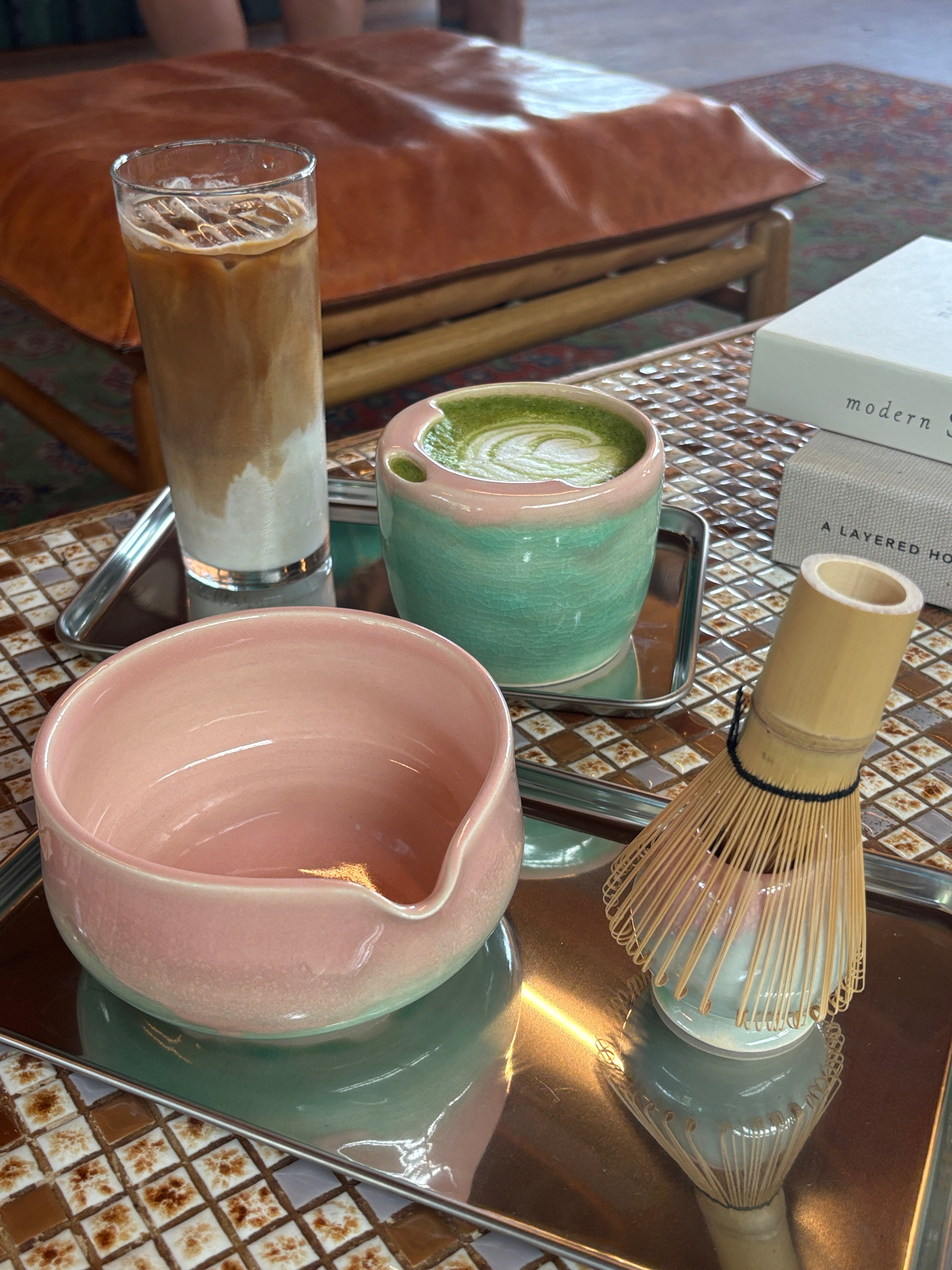 Strawberry Matcha Latte Matcha Bowl Set