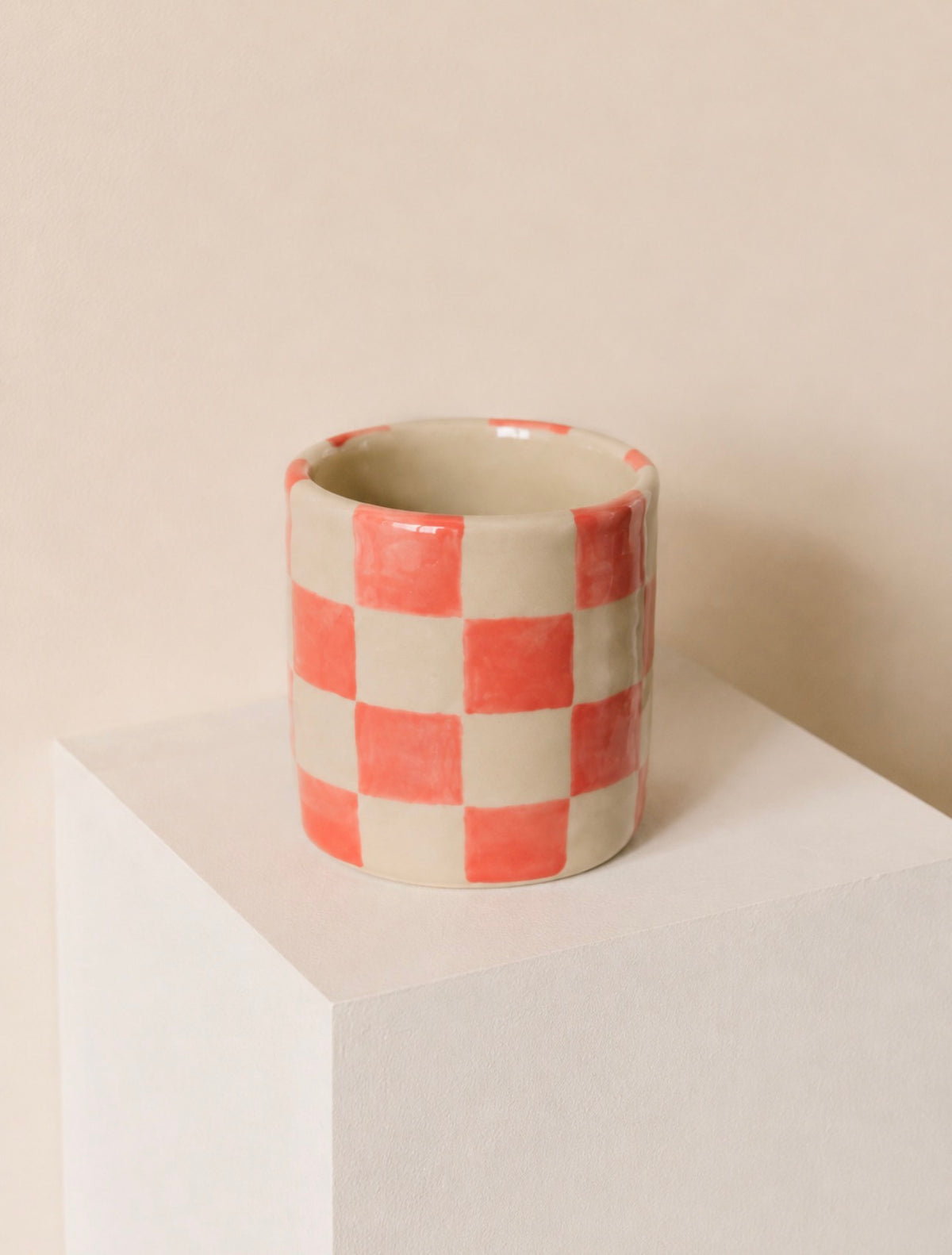 Pink Checkerboard Cup